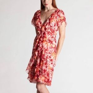 Carmen Marc Valvo Dress Silk Floral Ruffle Size 14 NWT Garden Party